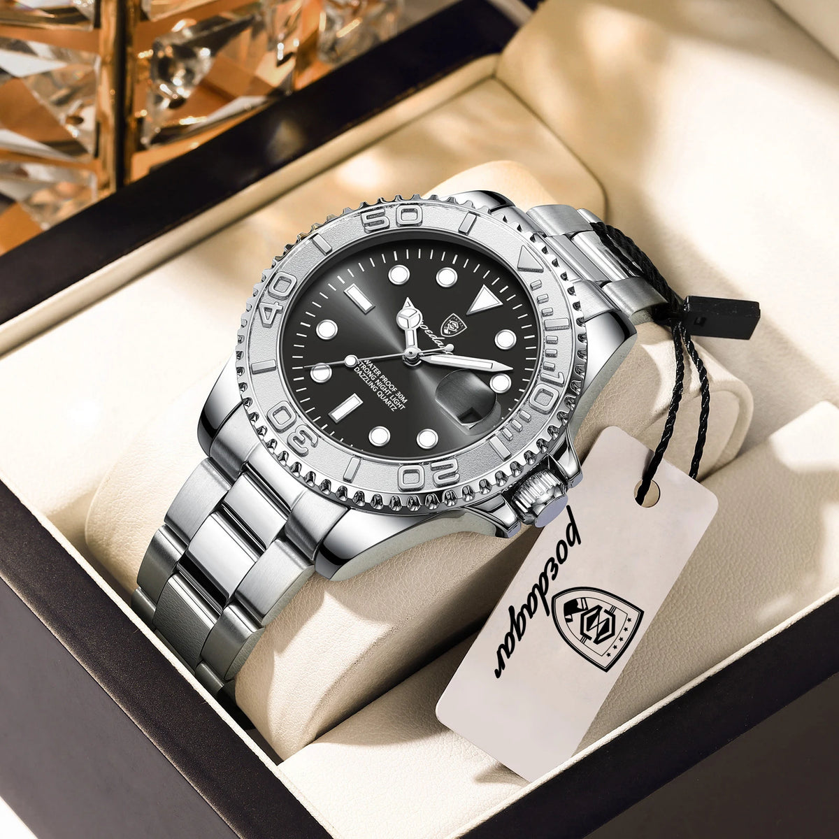 POEDAGAR Signature — Montre Homme Acier Inoxydable ⌚ | Élégance & Caractère
