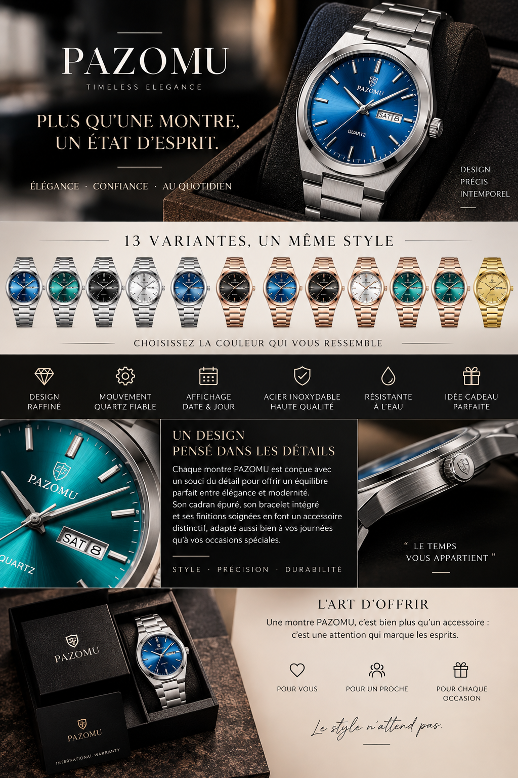Montre Homme PAZOMU Signature — Élégance & Précision ✨