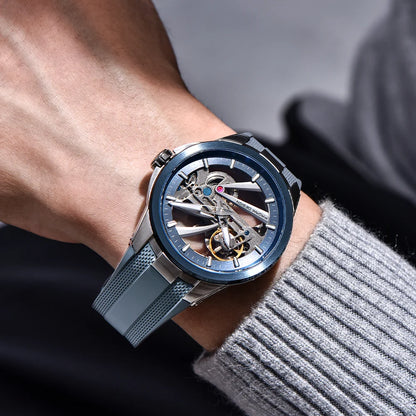 PAGANI DESIGN PD-1718 – Montre Homme Automatique Squelette, Verre Saphir & Acier Inoxydable