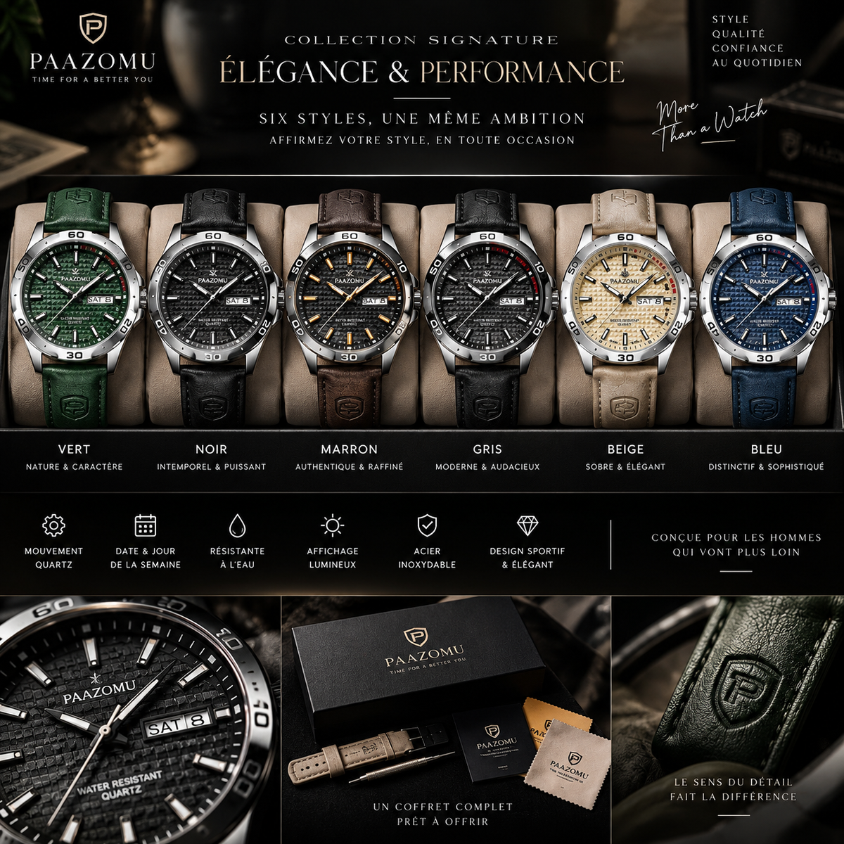 Collection PAAZOMU Signature — Montres Homme Élégance & Performance