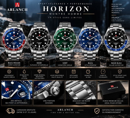 Montre Homme Horizon — Acier Inoxydable Quartz