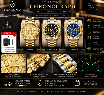 POEDAGAR Signature — Chronographe Homme | Élégance & Caractère ✨
